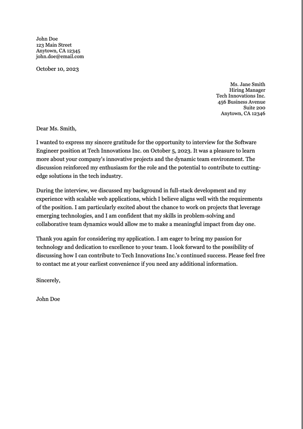 Professional interview follow up thank you letter template with purple accent design_variant_1